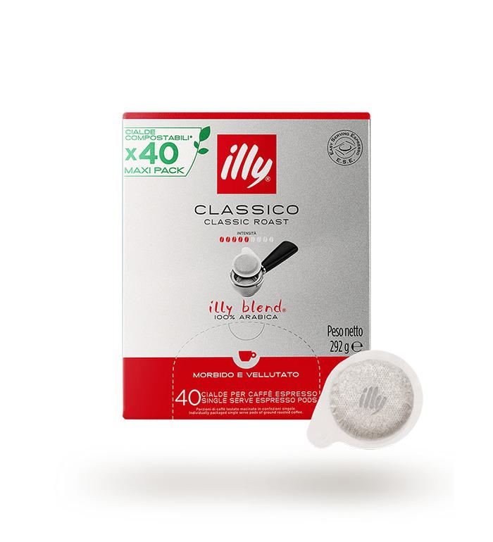 Illy Cialde Tostato Classica 44mm – Confezione da 40 Cialde | Caffè Espresso Italiano di Qualità