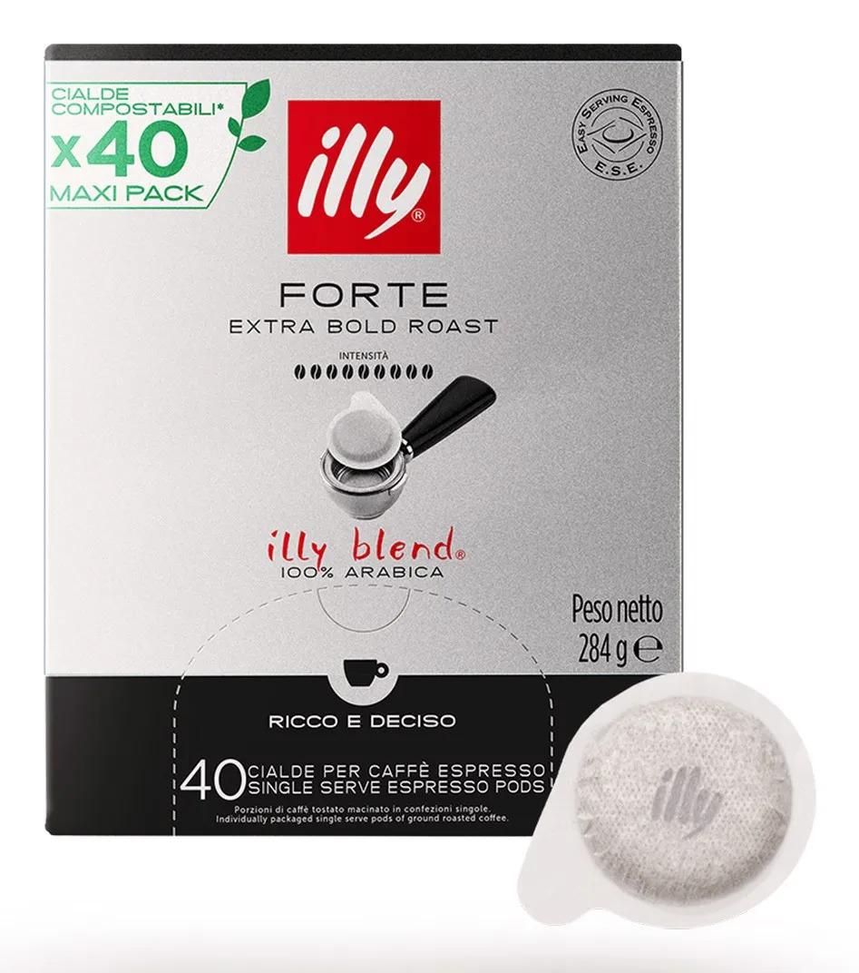 Illy Cialde Tostato Forte 44mm – Confezione da 40 Cialde | Espresso Intenso e Aromatico