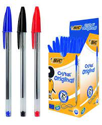 BIC Penne a Sfera, Cristal Original, Punta Media (1.0 mm), Confezione da 50, Fornitura per Cancelleria Scuola