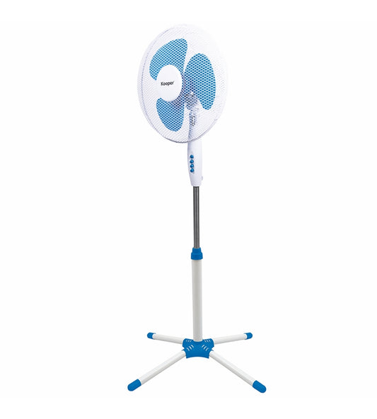 VENTILATORE A PIANTANA CON 3 PALE E 3 VELOCITÀ COLORE BIANCO E BLU, 45 W