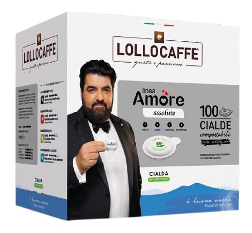 Lollo Caffè Amore Assoluto – 100 Cialde ESE 44mm | Gusto Intenso e Crema Perfetta