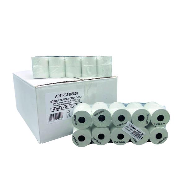 Confezione 50 Rotoli Termici mm 57x35 mt Omologati per Registratore di Cassa Carta Termica